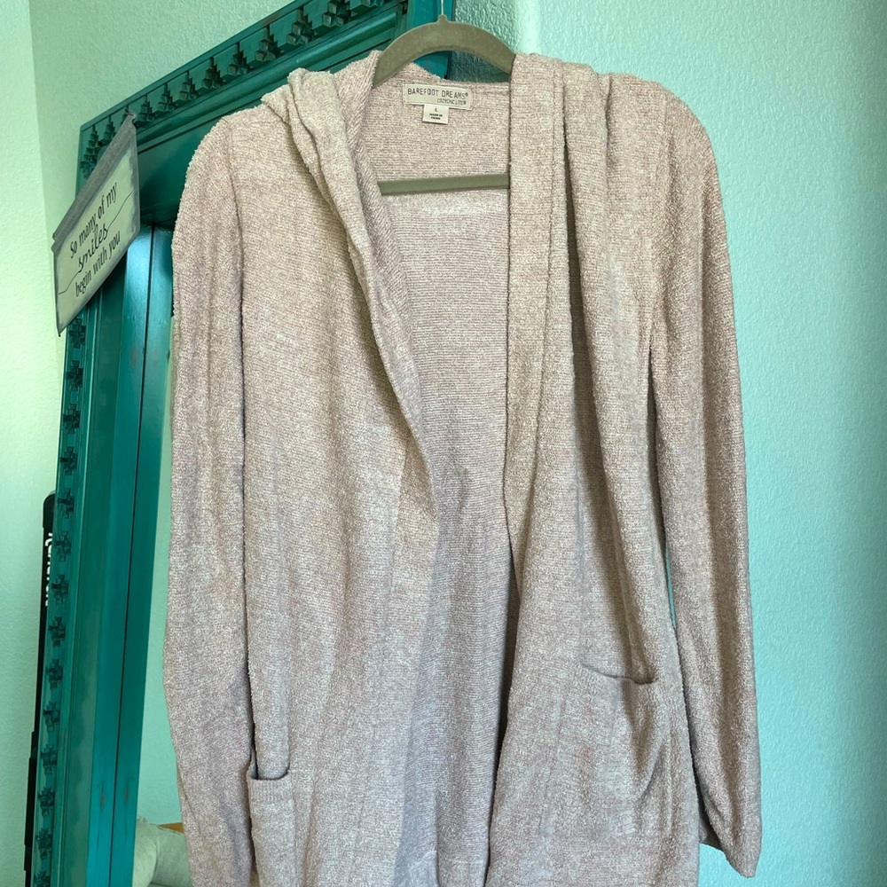 Barefoot Dreams Light Pink Hooded Cardigan